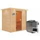 Sauna traditionnel Selena 2 à 3 places 38mm - poêle Easy Bio 9000W - couronne lumineuse - Woodfeeling