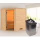 Sauna traditionnel d’angle Jella 2 à 3 places 38mm - poêle 9KW ctrl intégré - sans couronne lumineuse - Woodfeeling