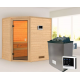 Sauna traditionnel d’angle Jella 2 à 3 places 38mm - poêle 9KW ctrl externe - sans couronne lumineuse - Woodfeeling