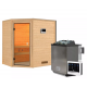  Sauna traditionnel d’angle Jella 2 à 3 places 38mm - poêle Easy Bio 9000W - sans couronne lumineuse - Woodfeeling