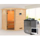Sauna traditionnel d’angle Jella 2 à 3 places 38mm - poêle Easy Bio 9000W - couronne lumineuse - Woodfeeling