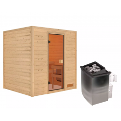 Sauna traditionnel Adelina 3 à 4 places 38mm - poêle 9KW ctrl intégré - sans couronne lumineuse - Karibu
