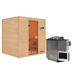 Sauna traditionnel Adelina 3 à 4 places 38mm - poêle Easy Bio 9000W - sans couronne lumineuse - Karibu