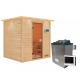 Sauna traditionnel Adelina 3 à 4 places 38mm - poêle 9KW ctrl externe - couronne lumineuse - Woodfeeling 