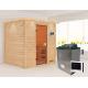 Sauna traditionnel Adelina 3 à 4 places 38mm - poêle 9KW ctrl externe - couronne lumineuse - Woodfeeling 