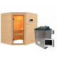 Sauna traditionnel d’angle Elea 3 à 4 places 38mm - poêle 9KW ctrl externe - sans couronne - Karibu