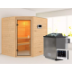 Sauna traditionnel d’angle Elea 3 à 4 places 38mm - poêle Easy Bio 9000W - sans couronne - Karibu