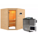 Sauna traditionnel d’angle Elea 3 à 4 places 38mm - poêle Easy Bio 9000W - sans couronne - Karibu