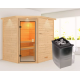 Sauna traditionnel d’angle Elea 3 à 4 places 38mm - poêle 9KW ctrl intégré - avec couronne - Karibu