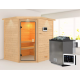 Sauna traditionnel d’angle Elea 3 à 4 places 38mm - poêle Easy Bio 9000W - avec couronne - Karibu