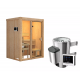 Sauna traditionnel d'intérieur Avari 1 - 1 à 2 places 68mm - poêle 3,6KW ctrl externe - KARIBU