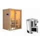 Sauna traditionnel d'intérieur Avari 1 - 1 à 2 places 68mm - poêle poêle Easy Bio 3,6KW - KARIBU