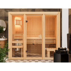 Sauna traditionnel d'intérieur en bois Avari 2, 2 à 3 places 68mm - KARIBU