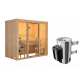 Sauna traditionnel d'intérieur en bois Avari 2, 2 à 3 places 68mm - poêle 3,6KW ctrl intégré - KARIBU