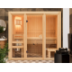 Sauna traditionnel d'intérieur en bois Avari 2, 2 à 3 places 68mm - poêle 3,6KW ctrl intégré - KARIBU