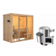 Sauna traditionnel d'intérieur en bois Avari 2, 2 à 3 places 68mm - poêle 3,6KW ctrl externe - KARIBU
