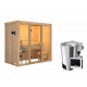 Sauna traditionnel d'intérieur en bois Avari 2, 2 à 3 places 68mm - poêle poêle Easy Bio 3,6KW - KARIBU