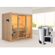 Sauna traditionnel d'intérieur en bois Avari 2, 2 à 3 places 68mm - poêle poêle Easy Bio 3,6KW - KARIBU