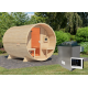 Sauna Tonneau 2 - 4 à 6 places bois massif 38 mm - poêle 9KW ctrl externe - KARIBU