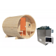 Sauna Tonneau 2 - 4 à 6 places bois massif 38 mm - poêle 9KW ctrl externe - KARIBU