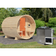 Sauna Tonneau 2 - 4 à 6 places bois massif 38 mm - poêle Easy Bio 9KW - KARIBU