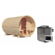 Sauna Tonneau 3 avec vestibule - 4 à 6 places bois massif 38 mm - poêle Easy Bio 9000W - KARIBU