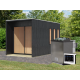 Sauna d'extérieur Miramar - noir avec vestibule - poêle Easy Bio 9000W - 3 à 6 places 73mm - KARIBU