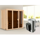 Sauna traditionnel d'intérieur Irava 2 - 3 places - porte vitrée - 68mm - KARIBU