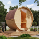 Sauna Tonneau 1 - 2 à 4 places bois massif 38 mm - poêle 9KW ctrl easy bio KARIBU