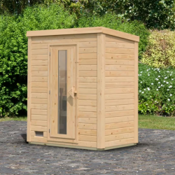 Sauna d’extérieur en bois brut Hytti 0 - 2 places - 38mm - poêle 9KW ctrl externe - KARIBU