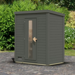 Sauna d’extérieur en bois gris terre Hytti 0 - 2 places 38mm KARIBU