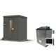 Sauna d’extérieur en bois gris terre Hytti 0 - 2 places - 38mm - poêle 9KW ctrl externe - KARIBU