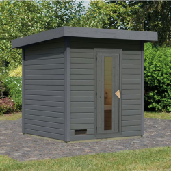 Sauna d’extérieur en bois gris terre Hytti 2 - 4 places - 38mm - KARIBU