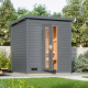 Sauna d’extérieur en bois gris terre Hytti 2 - 4 places 38mm - poêle Easy Bio 9000W - KARIBU