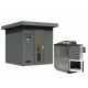Sauna d’extérieur en bois gris terre Hytti 2 - 4 places 38mm - poêle Easy Bio 9000W - KARIBU
