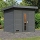 Sauna d’extérieur en bois gris terre Hytti 3 - 5 places - poêle 9KW ctrl externe - KARIBU