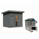 Sauna d’extérieur en bois gris terre Hytti 3 - 5 places - poêle 9KW ctrl externe - KARIBU