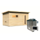 Sauna d’extérieur en bois brut Hytti 6 - 5 places - poêle 9KW ctrl externe - KARIBU