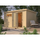 Sauna d’extérieur en bois brut Hytti 6 - 5 places - poêle 9KW ctrl externe - KARIBU