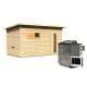 Sauna d’extérieur en bois brut Hytti 6 - 5 places - poêle Easy Bio 9000W - KARIBU
