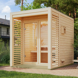 Sauna d’extérieur en bois brut Angkor 1 - 4 places 38mm KARIBU