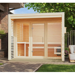 Sauna d’extérieur en bois brut Angkor 3 - 5 places - 38mm KARIBU