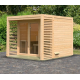 Sauna d’extérieur en bois brut Angkor 3 - 5 places - poêle 9KW ctrl externe - KARIBU