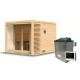 Sauna d’extérieur en bois brut Angkor 3 - 5 places - poêle 9KW ctrl externe - KARIBU