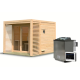 Sauna d’extérieur en bois brut Angkor 3 - 5 places - poêle 9KW ctrl Easy Bio - KARIBU