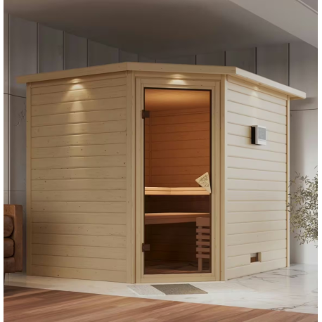 Sauna traditionnel d'intérieur Tanami - 6 à 8 places 38mm - avec couronne KARIBU