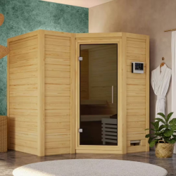 Sauna traditionnel 38mm 4 à 5 places Sahib 1 sans couronne - avec porte moderne KARIBU