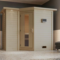 Sauna traditionnel 38mm 5 à 6 places Sahib 2 avec couronne et porte à économie d'énergie KARIBU