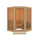 Sauna traditionnel d'angle 2 à 3 places - parois 38mm - sans couronne - porte en verre clair - Yuma - KARIBU