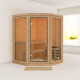 Sauna traditionnel d'angle 2 à 3 places - parois 38mm - sans couronne - porte en verre clair - Yuma - KARIBU